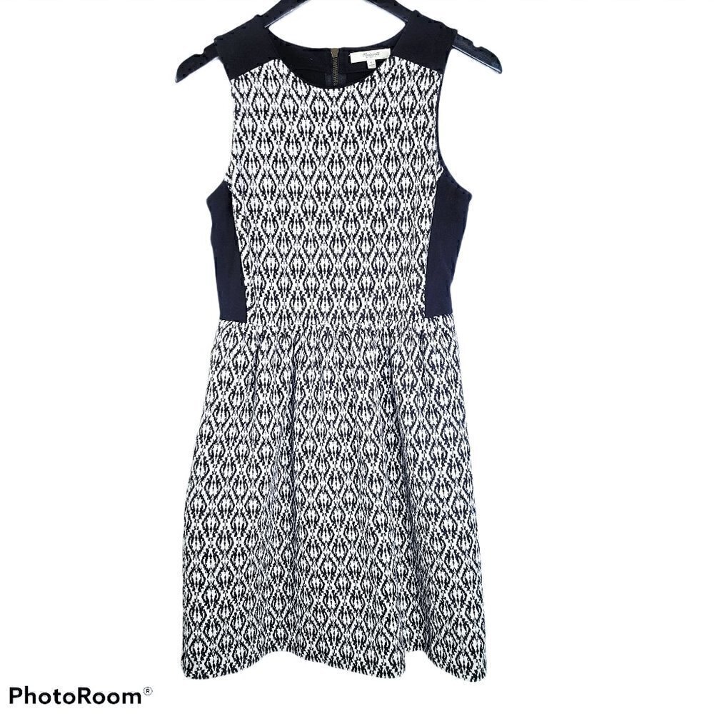 Madewell Diamond Jacquard Dress Black White Dress